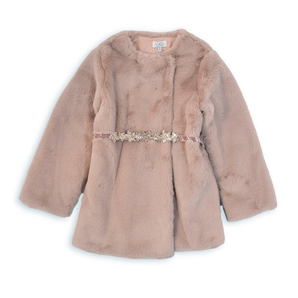 FAUX FUR COAT WITH BELT