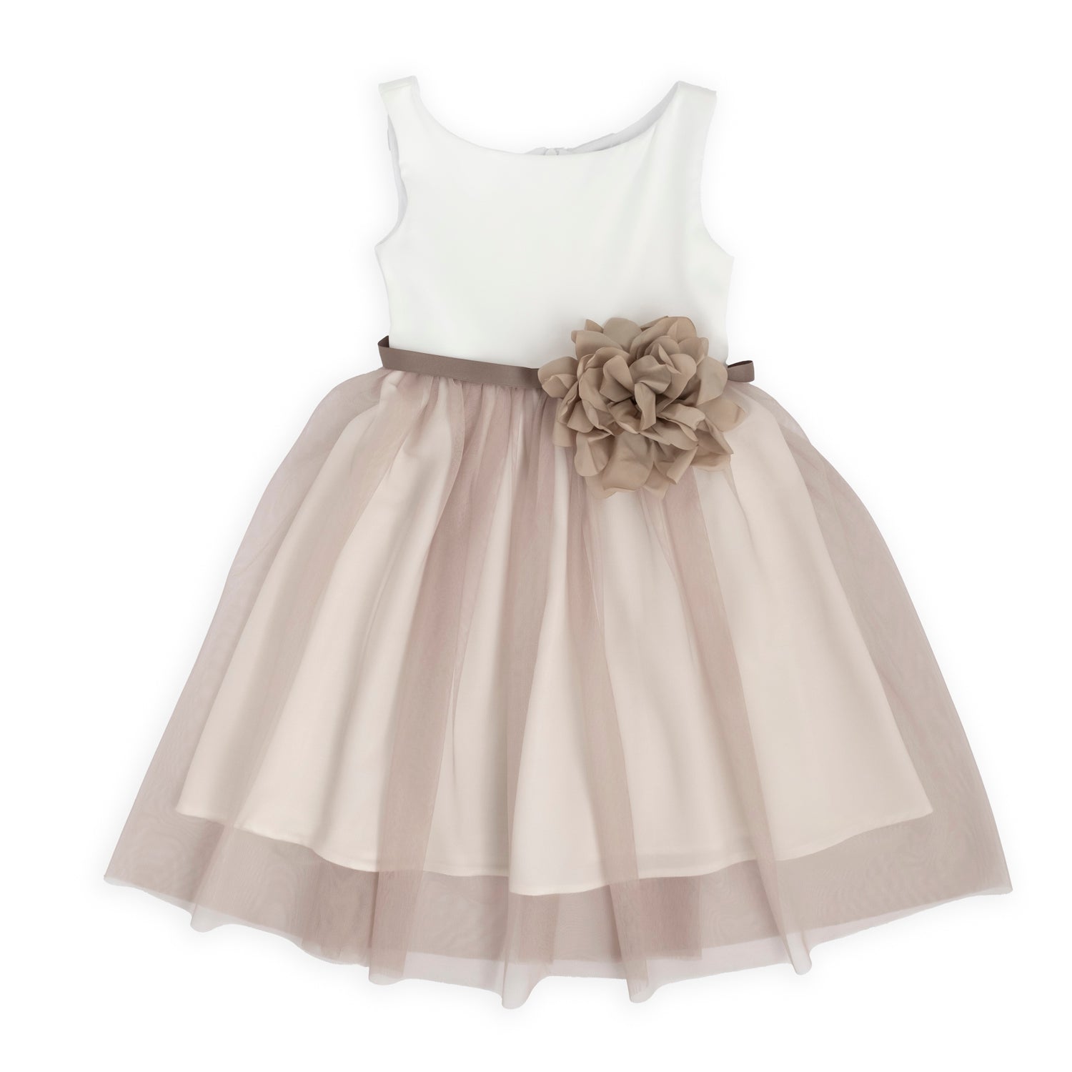 Satin Dress with Beige Tulle Skirt