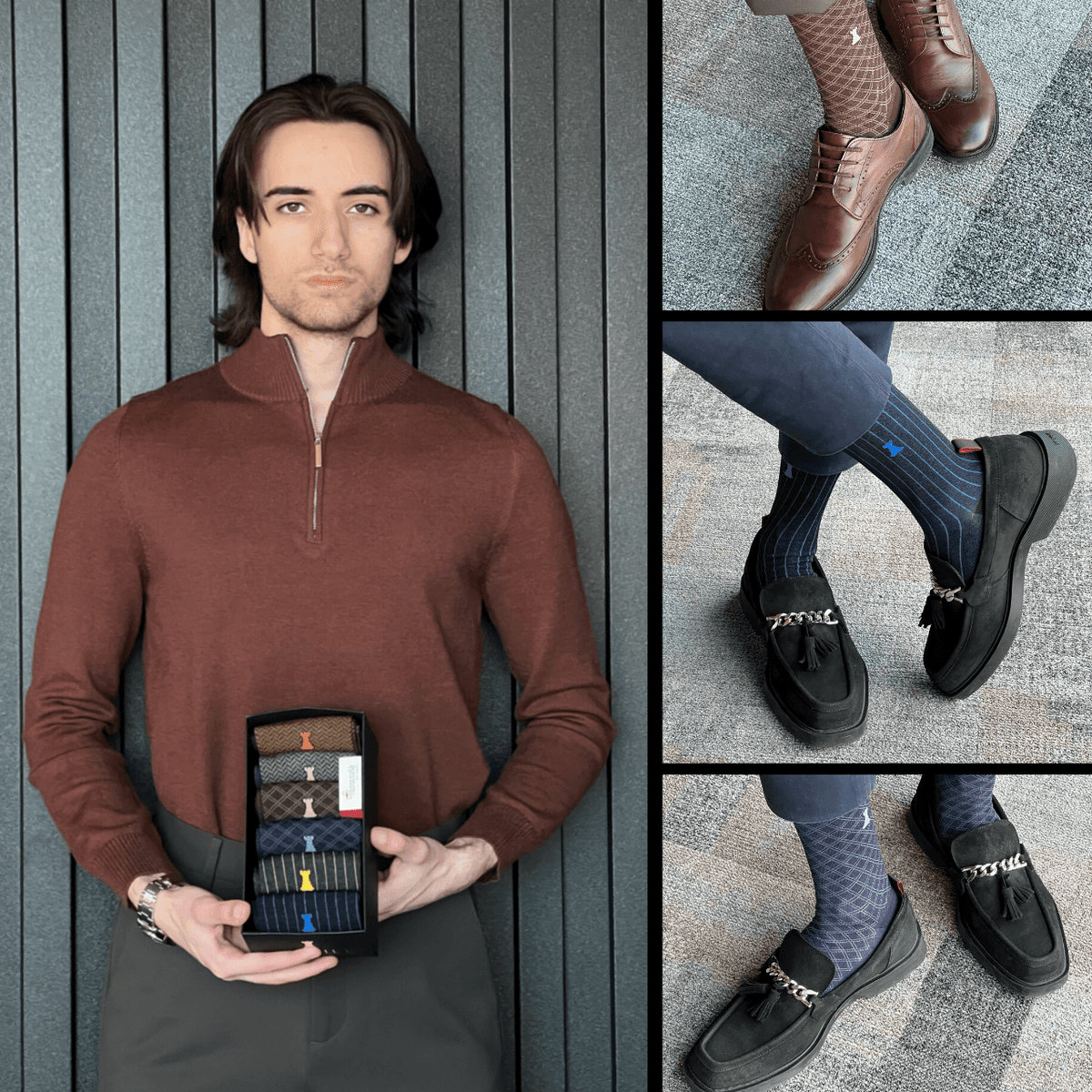 David Matosian Capsule Collectie Doos | 2x Houndstooth / 2x Geribbeld / 2x Schotse Filoscozia® Korte