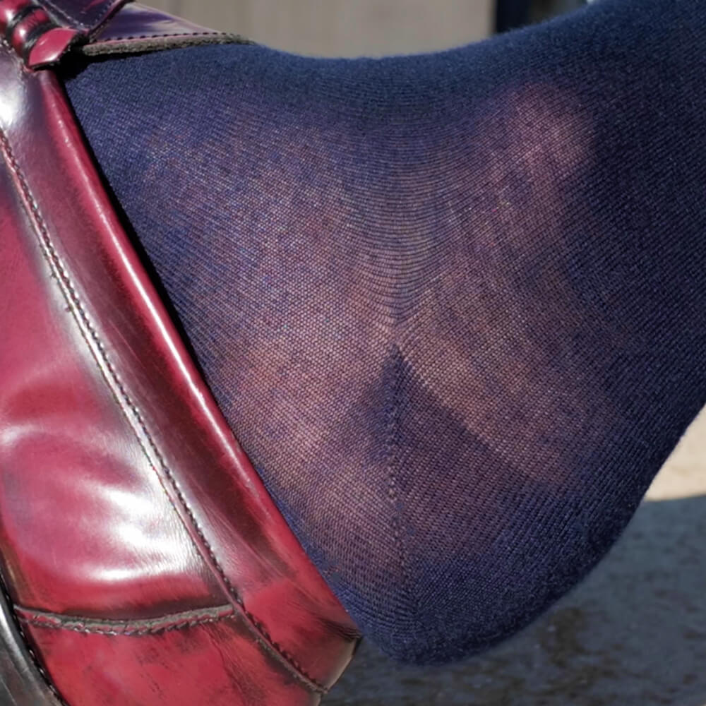 Box of Long Chiffon Cashmere Goat Hircus Socks - 6 Pairs Blue