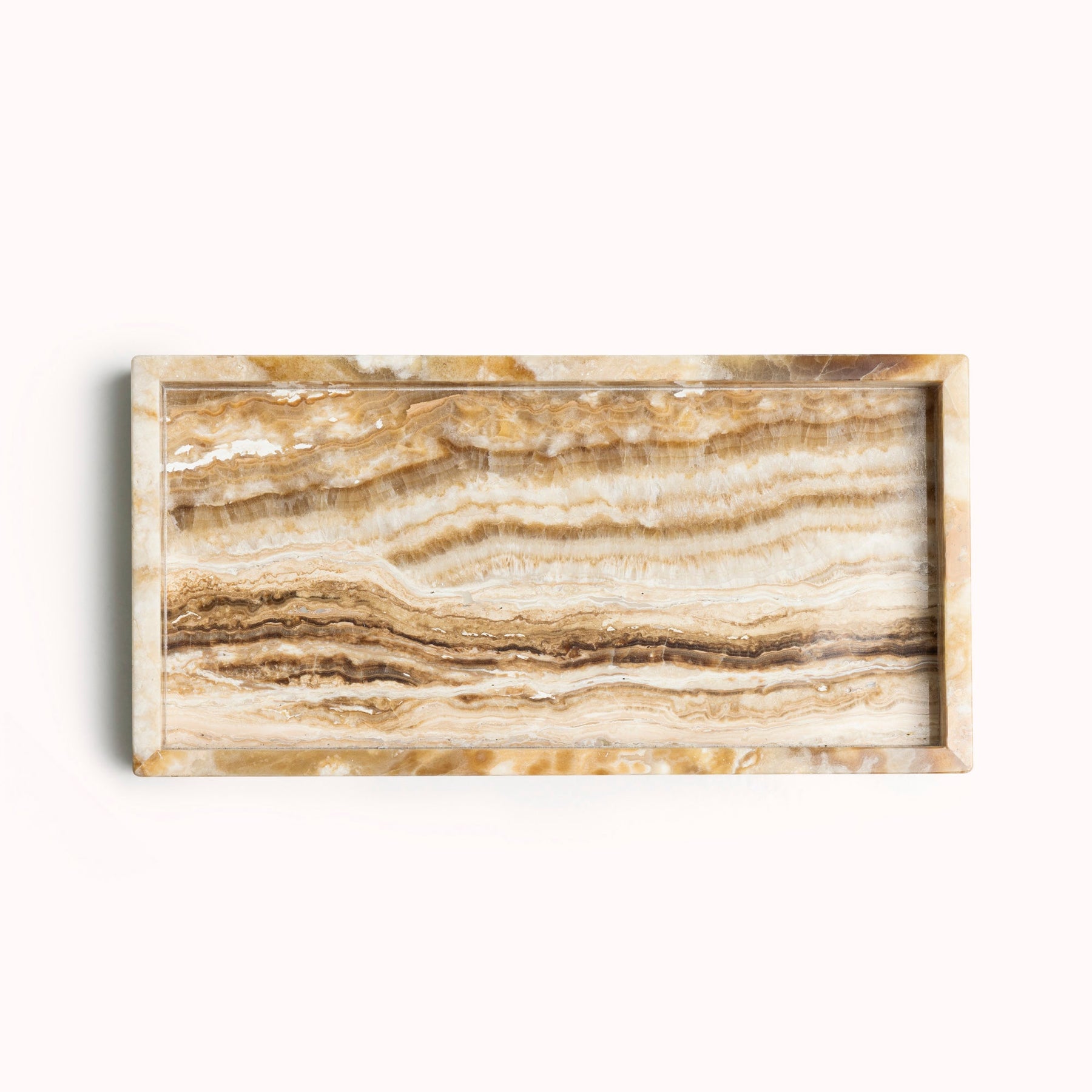 Bandeja de mármore com borda 15x30cm onyx sandal