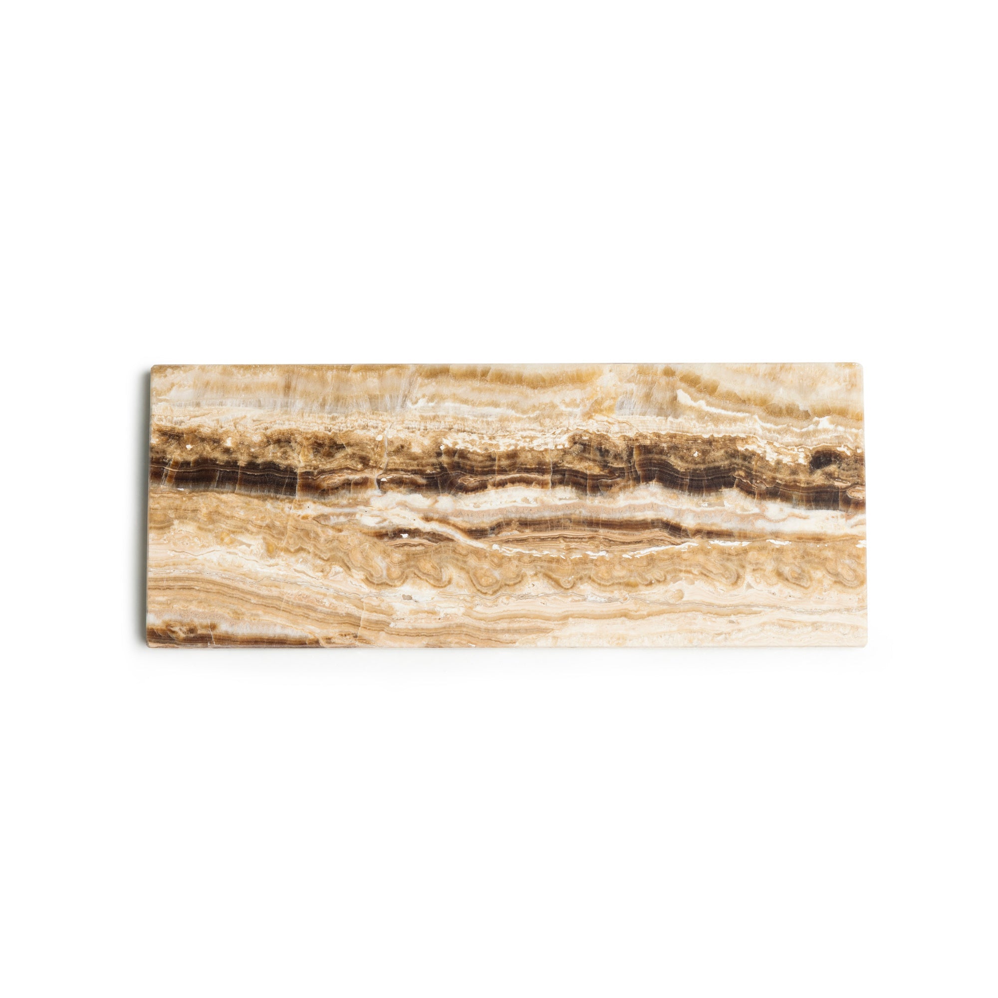 Vassoio in marmo rettangolare S sandalo onice 10x25cm