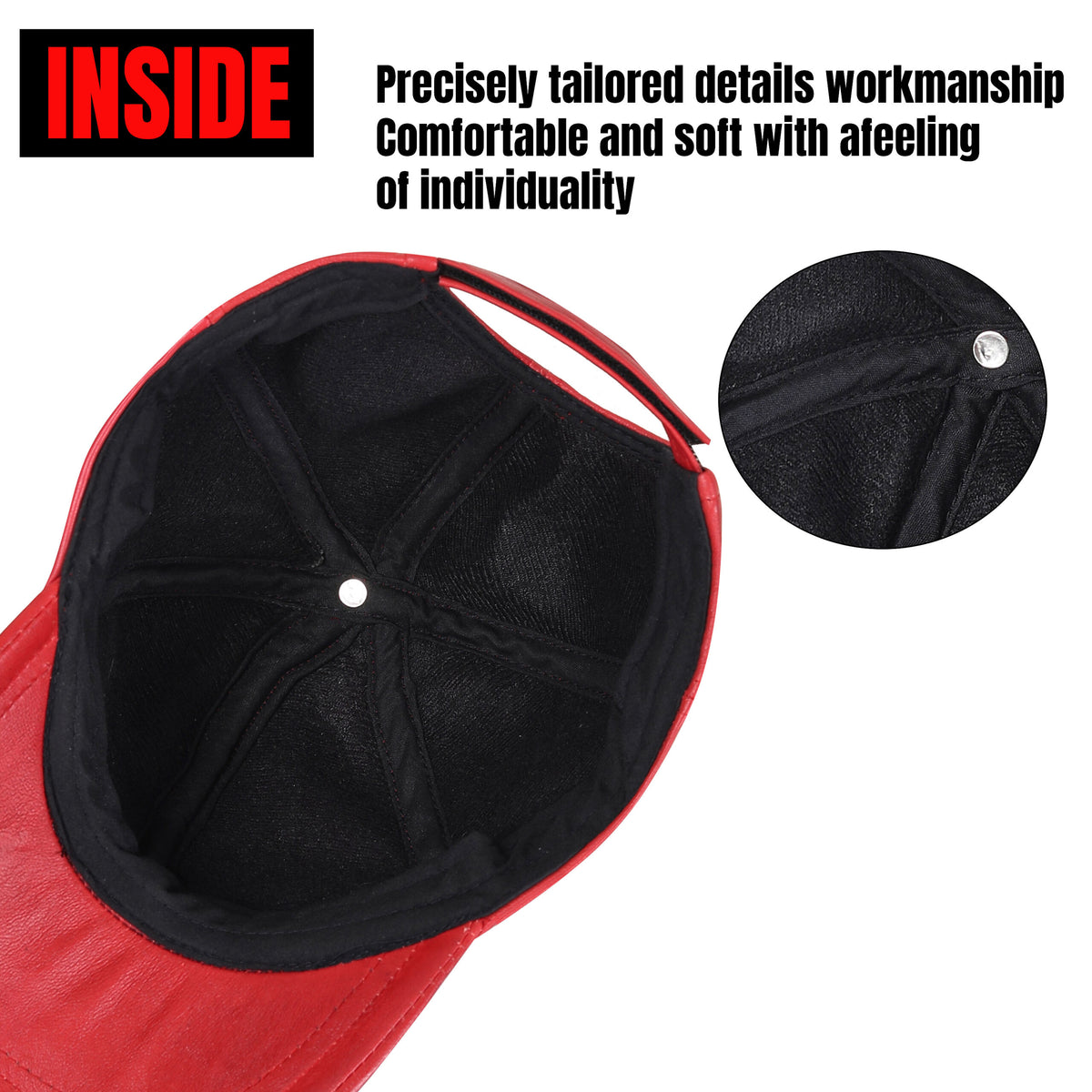 Leather cap red unisex