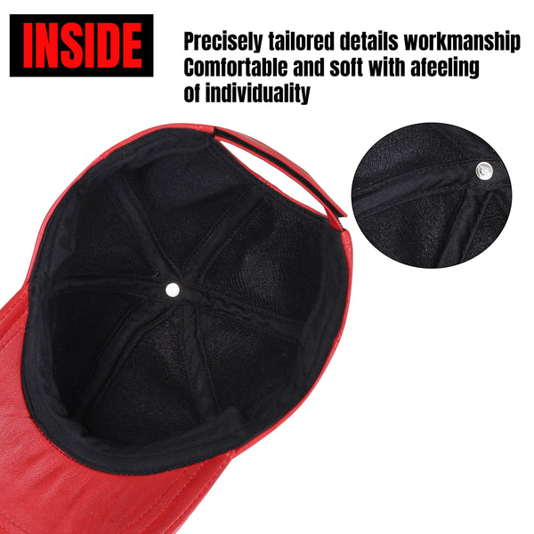 Leather cap red unisex