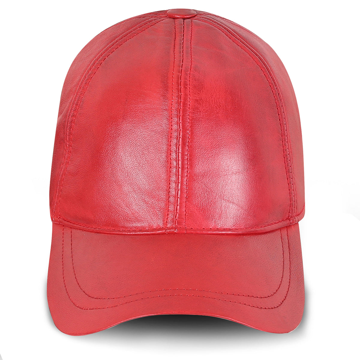 Leather cap red unisex