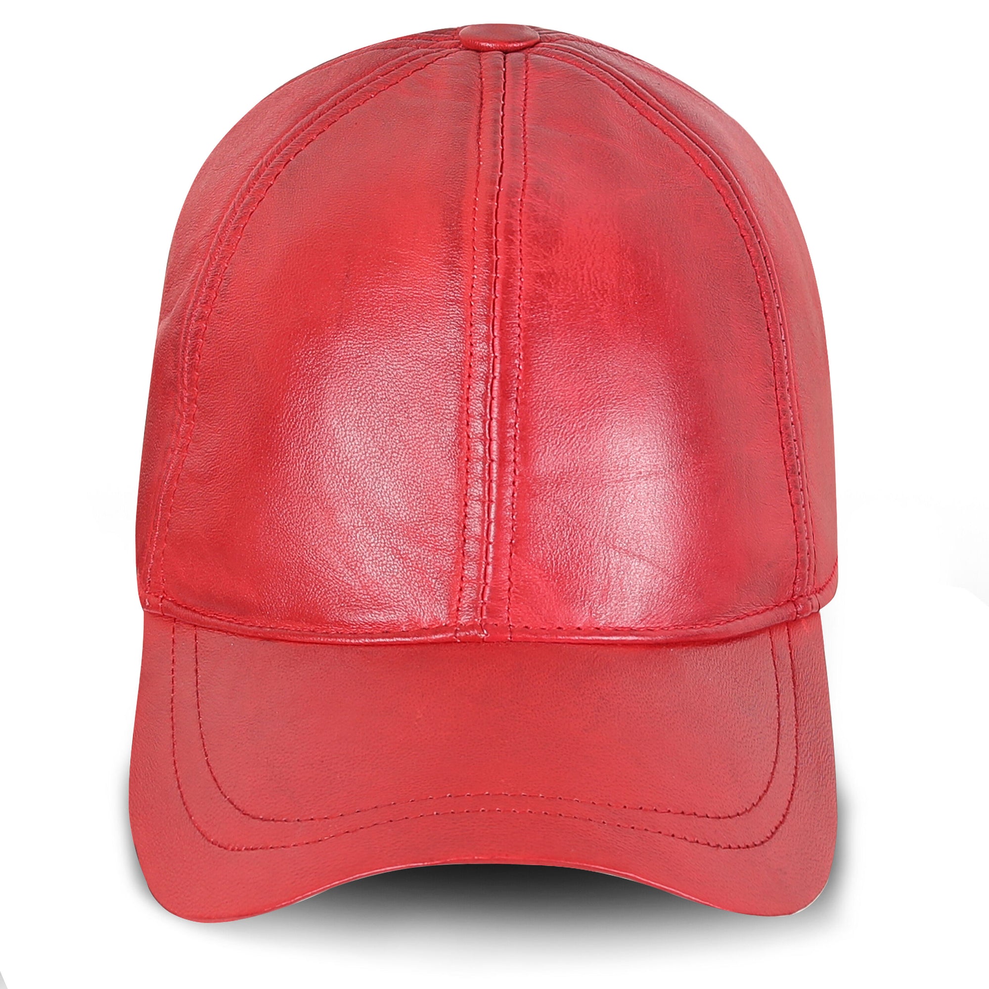 Leather cap red unisex