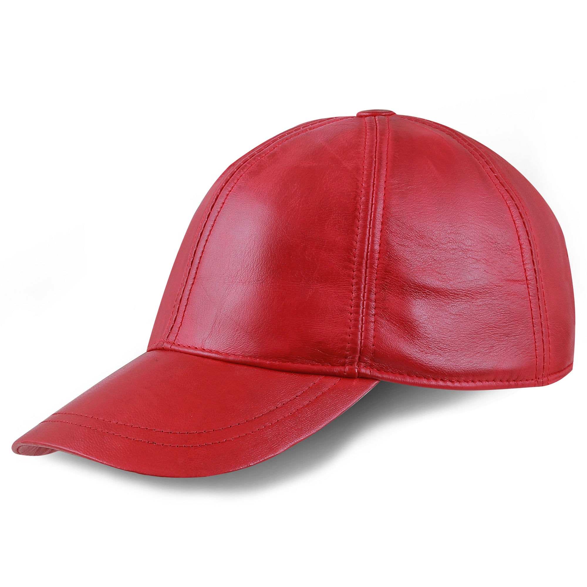 Leather cap red unisex