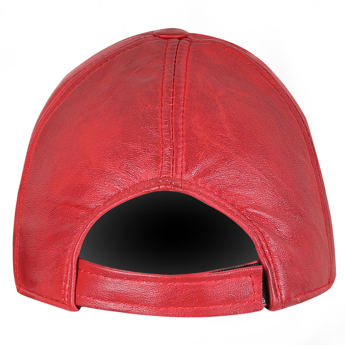 Leather cap red unisex