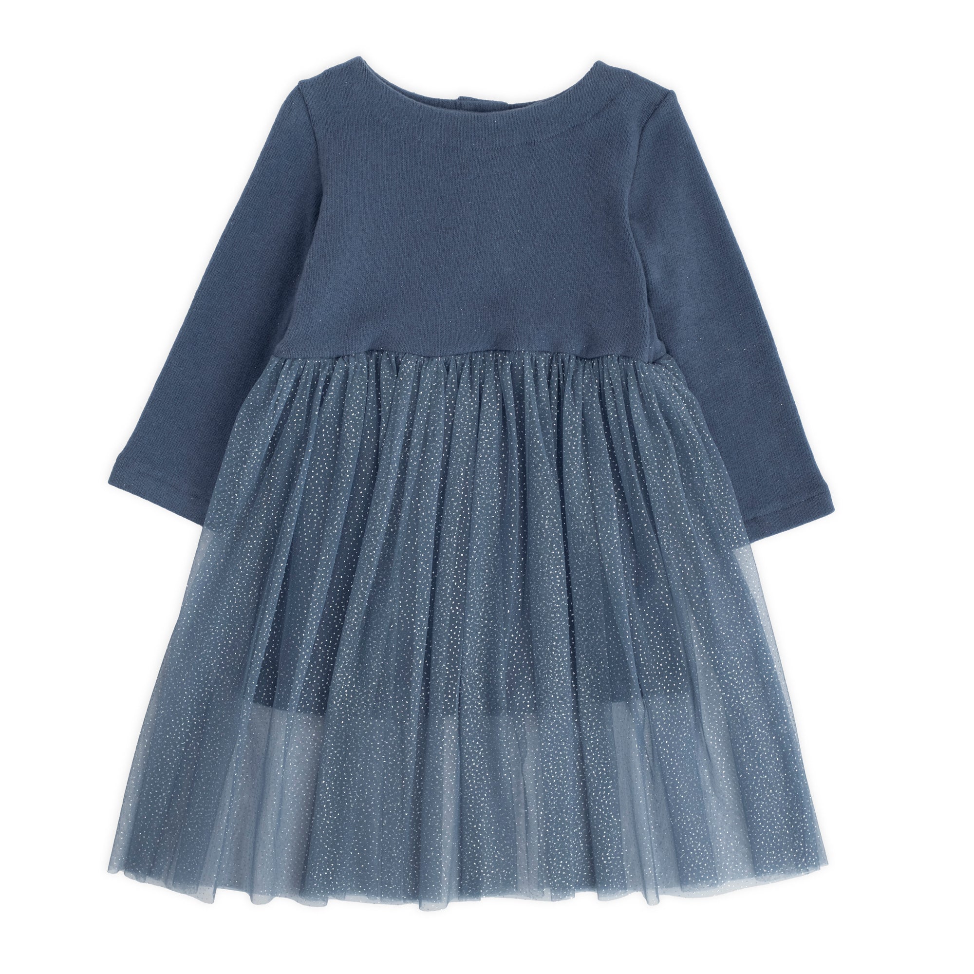 WARM COTTON DRESS WITH GLITTER TULLE SKIRT