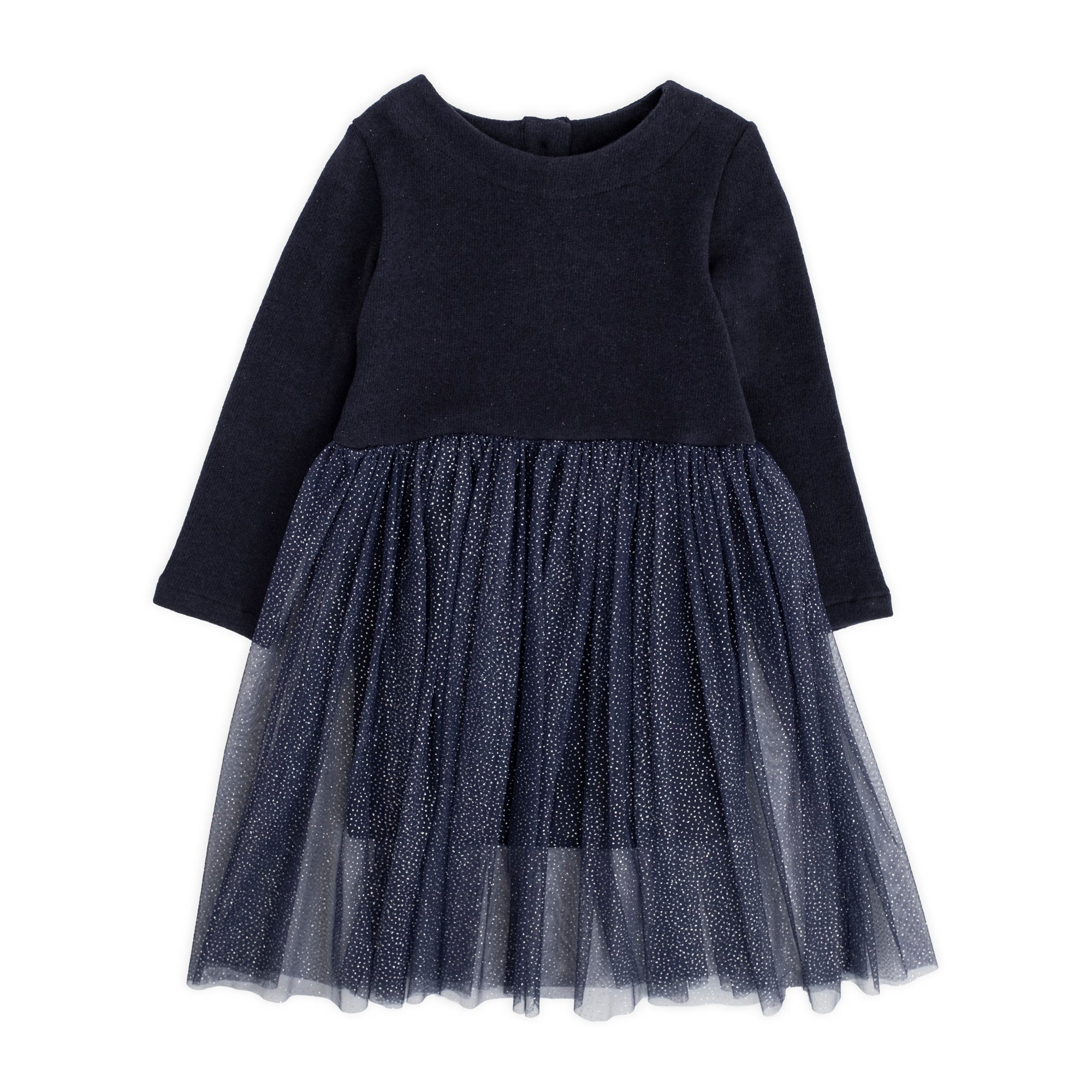 WARM COTTON DRESS WITH GLITTER TULLE SKIRT