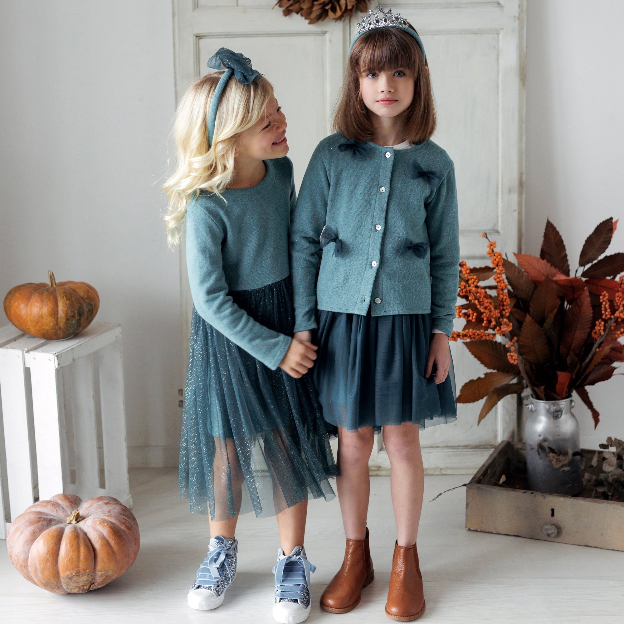 ABITO IN CALDO COTONE CON GONNA TULLE GLITTER