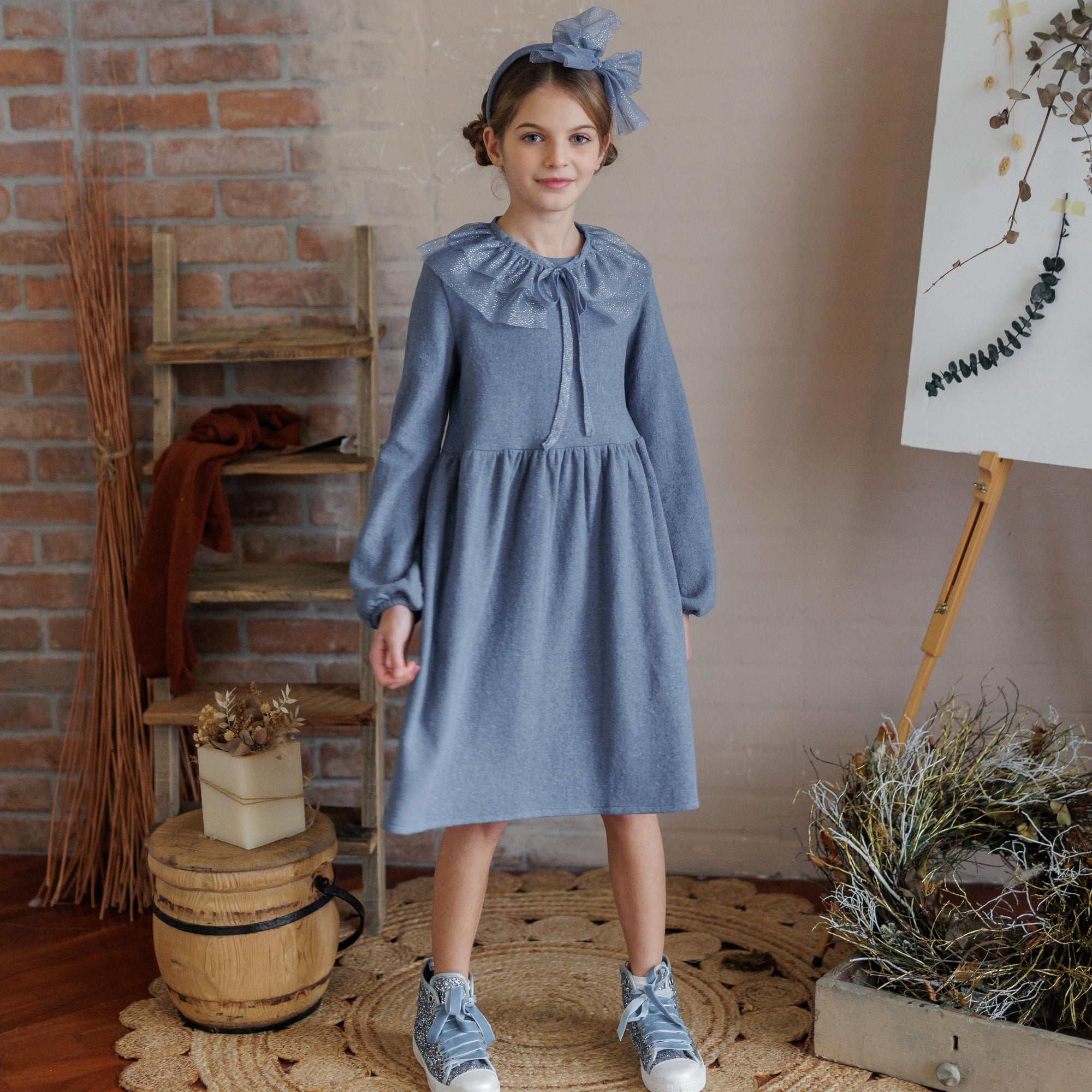 ABITO IN CALDO COTONE CON COLLETTO GLITTER