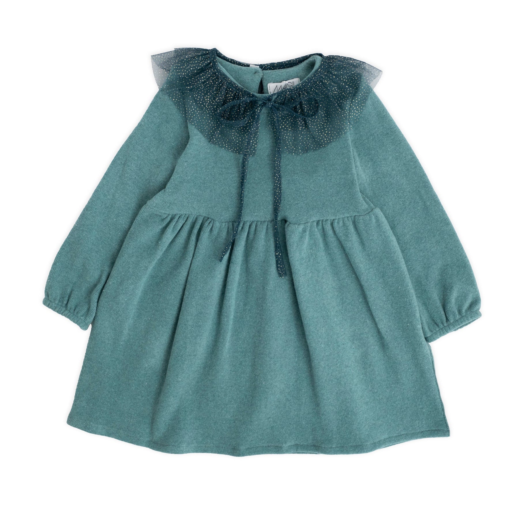 WARM COTTON DRESS WITH GLITTER COLLAR