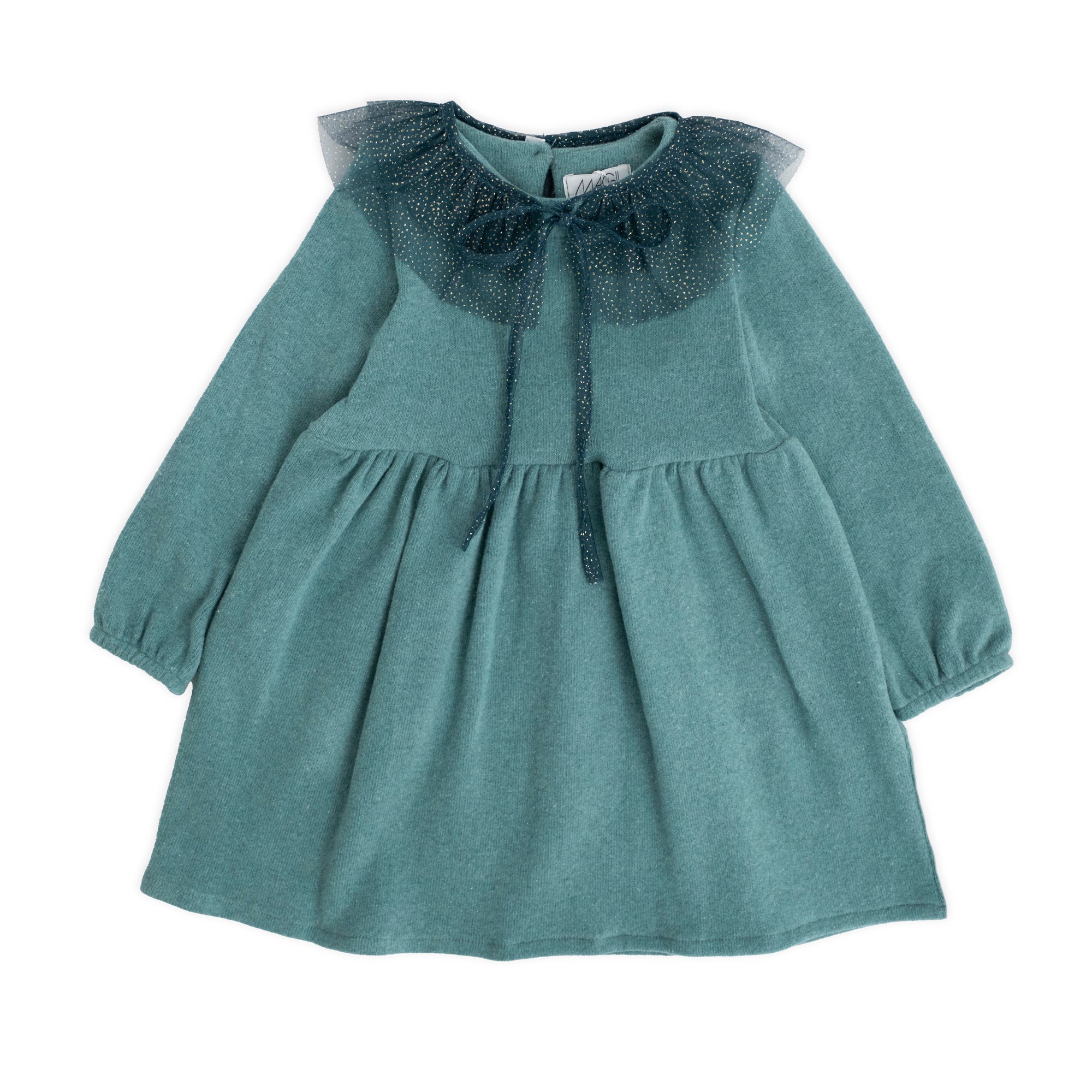 WARM COTTON DRESS WITH GLITTER COLLAR
