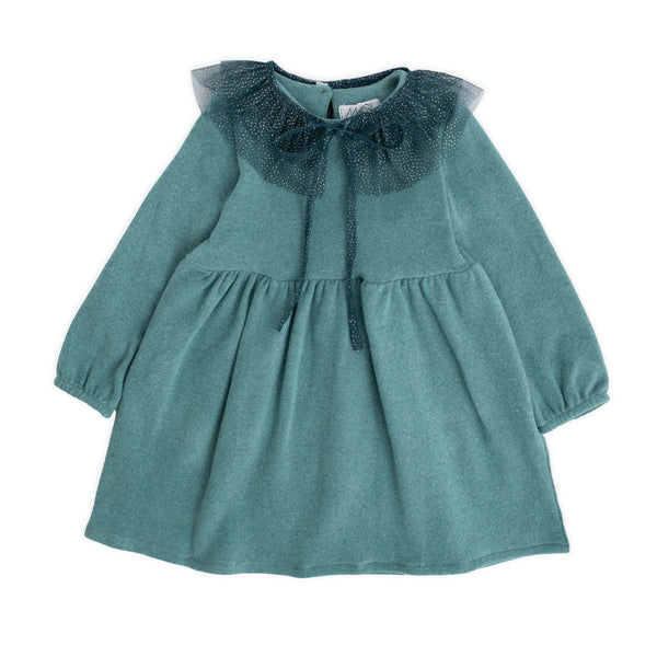 WARM COTTON DRESS WITH GLITTER COLLAR