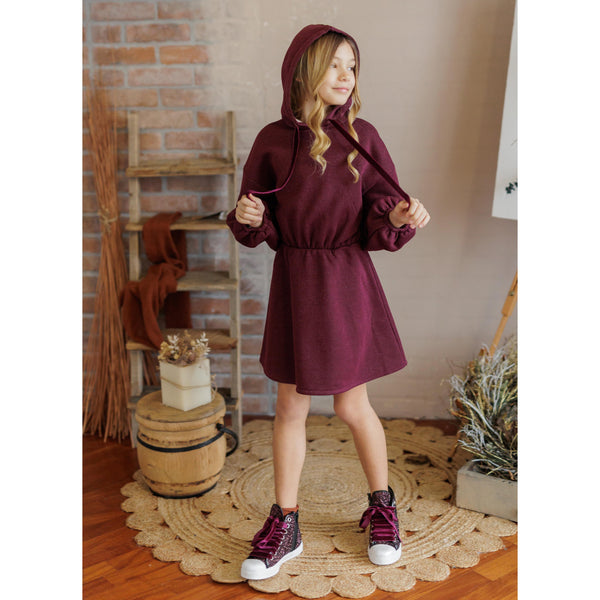 ABITO FELPA LUREX CON CAPPUCCIO