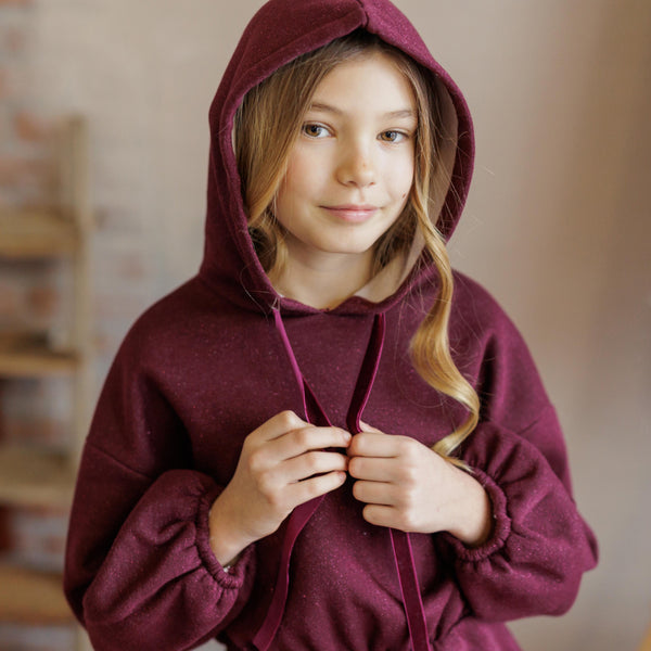 ABITO FELPA LUREX CON CAPPUCCIO