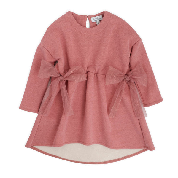 SWEATSHIRT DRESS WITH TULLE BOWS