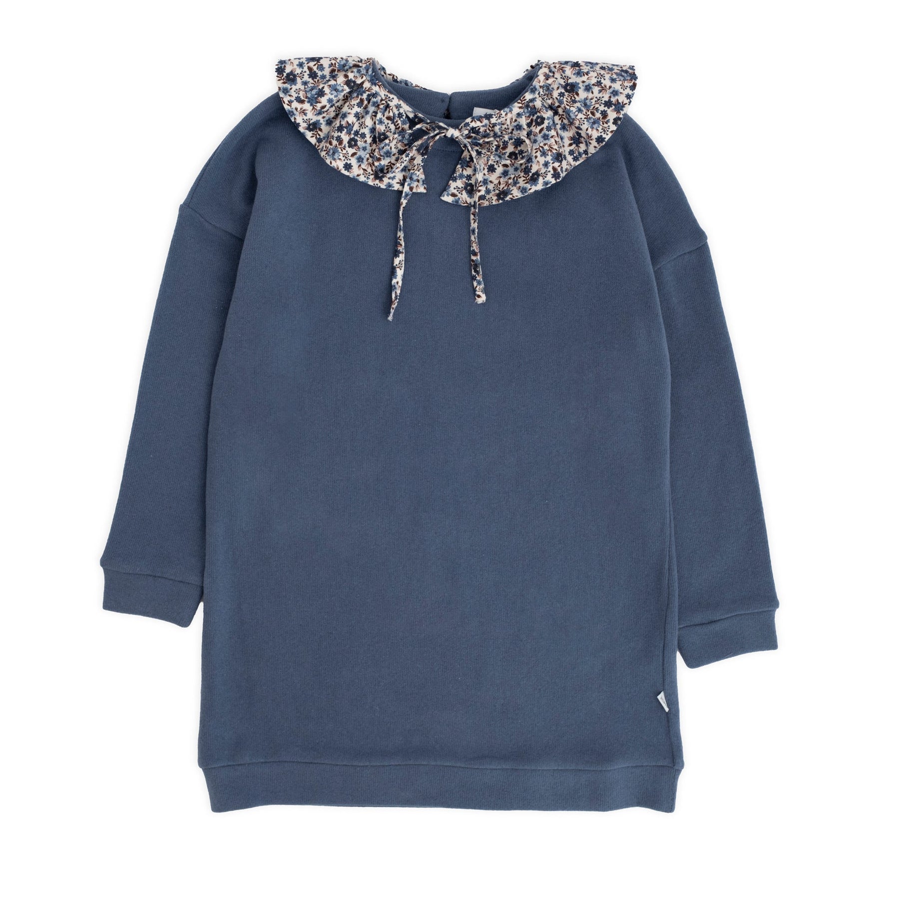 DROPPED SHOULDER DRESS WITH FLOWER COLLAR