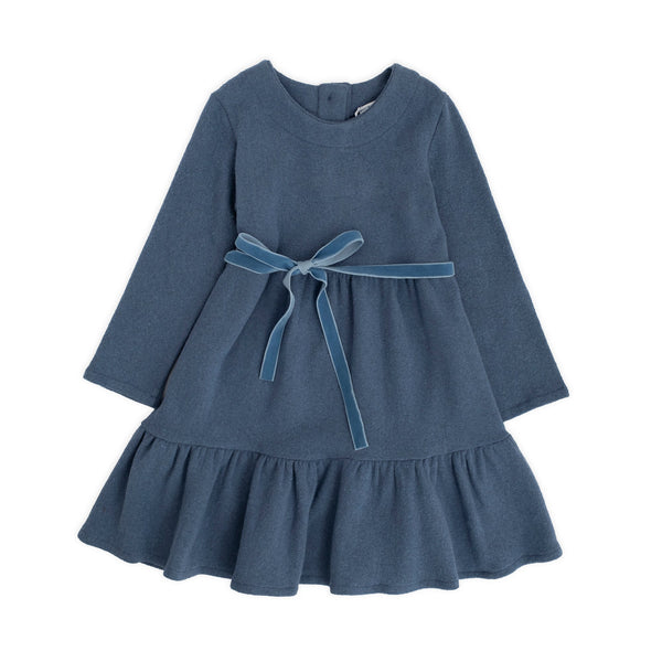 WARM COTTON DRESS WITH RUFFLES AND BELT
