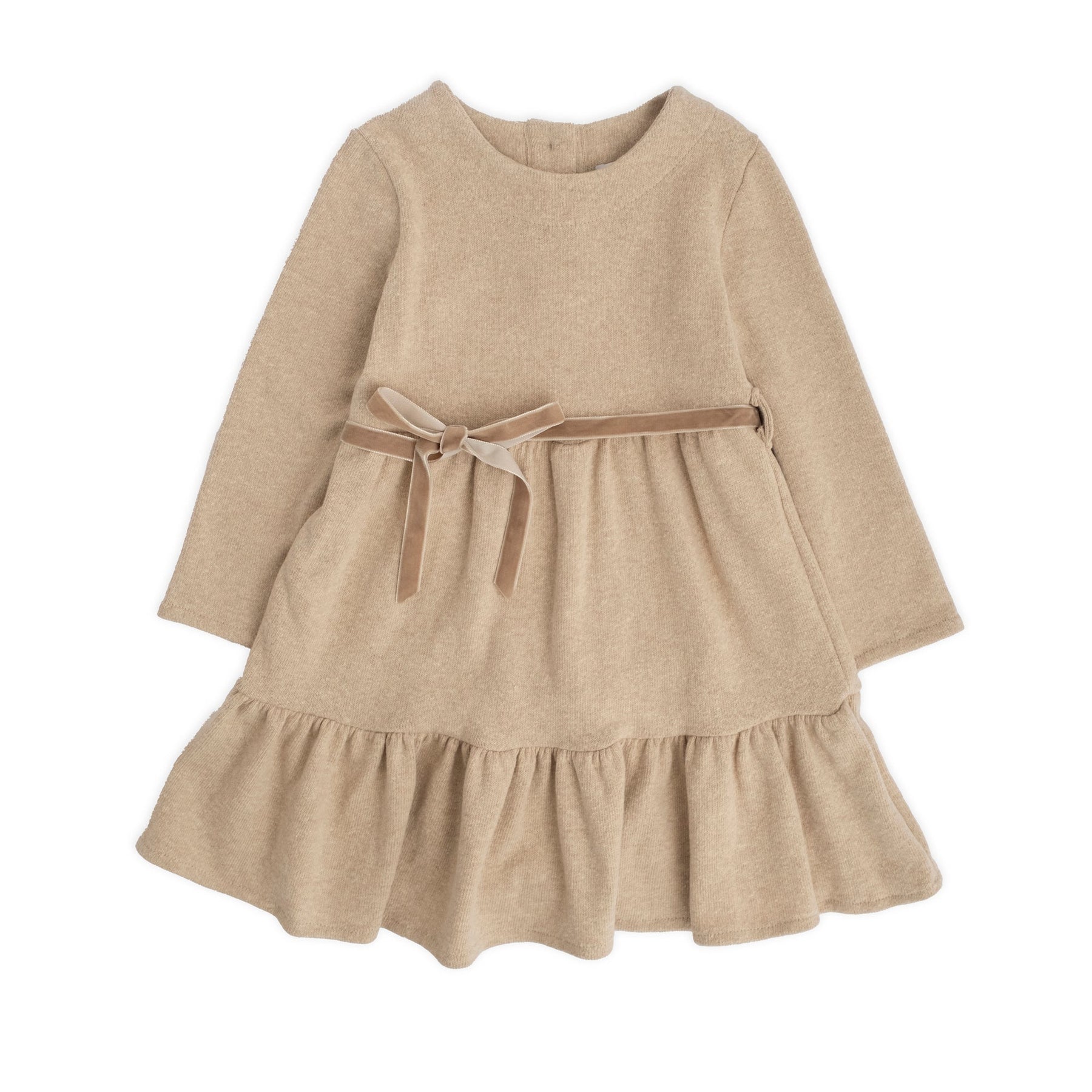 WARM COTTON DRESS WITH RUFFLES AND BELT