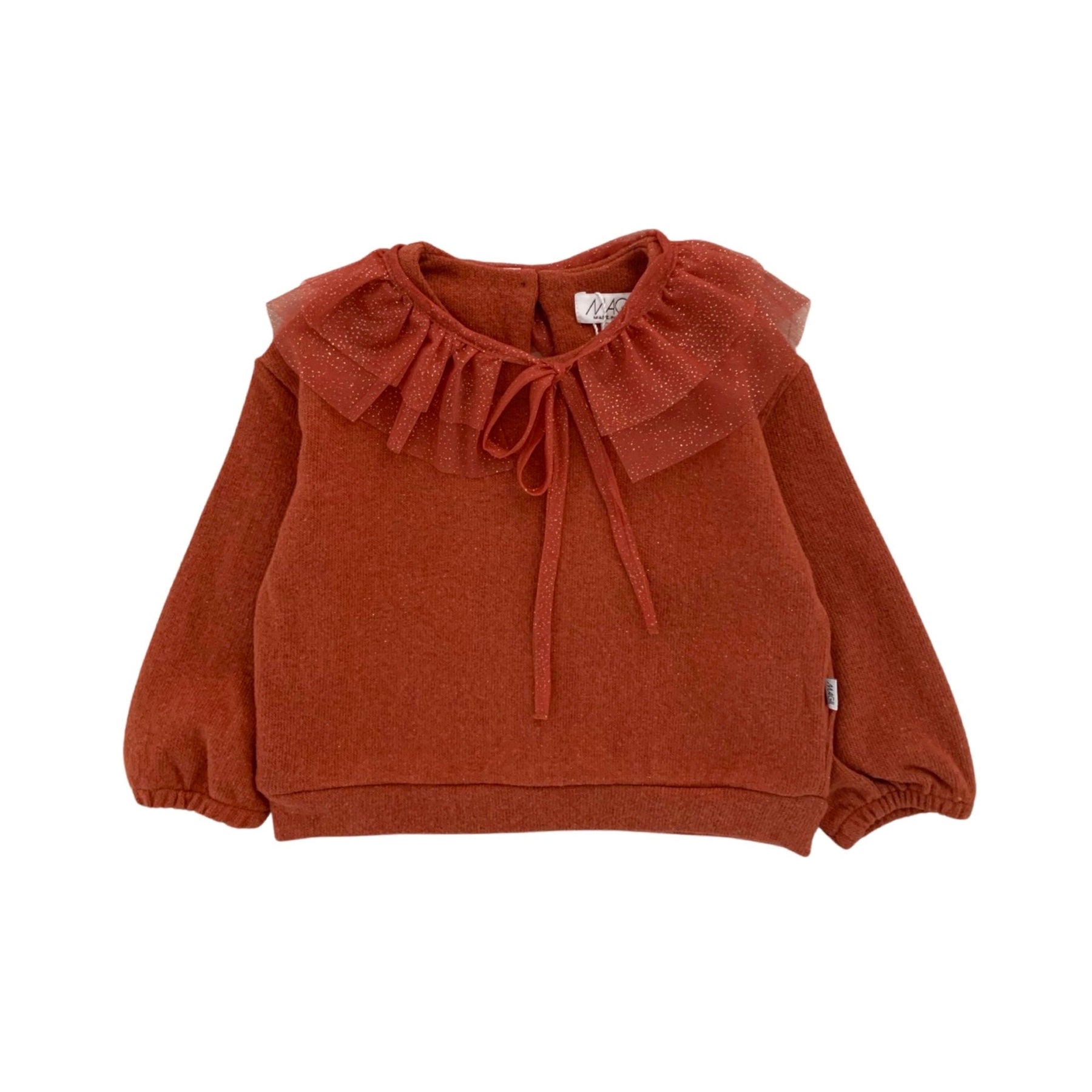 MAGLIA CON COLLETTO IN TULLE GLITTER