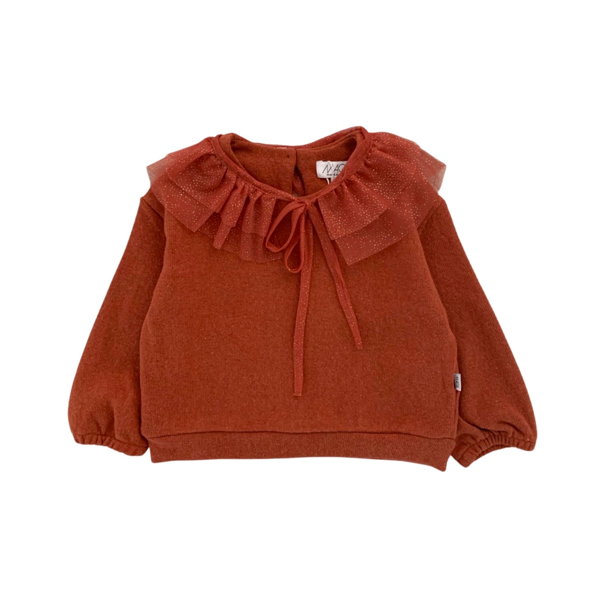 MAGLIA CON COLLETTO IN TULLE GLITTER