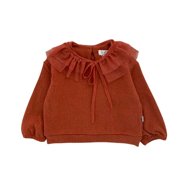 MAGLIA CON COLLETTO IN TULLE GLITTER