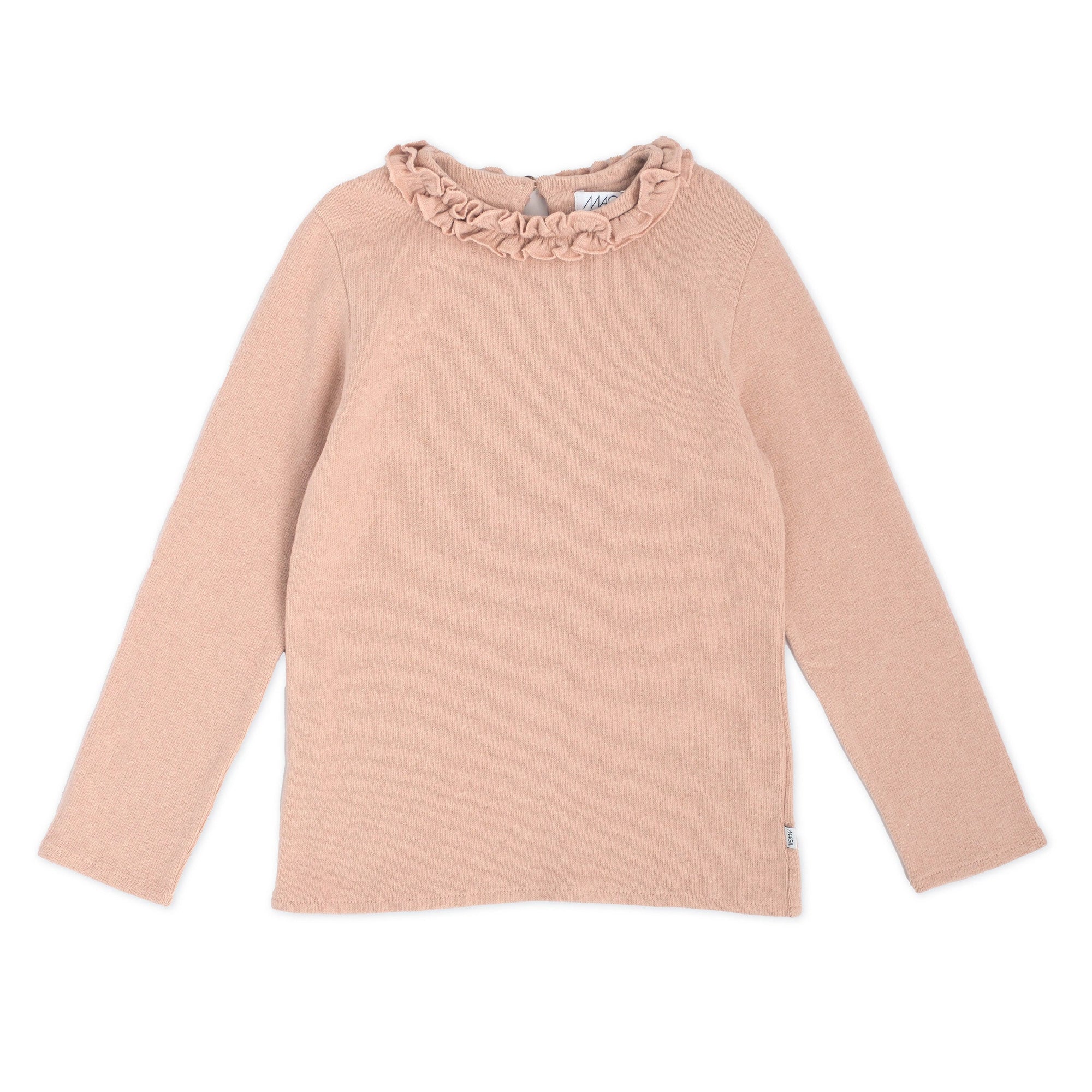 WARM COTTON SWEATER WITH RUFFLED COLLAR