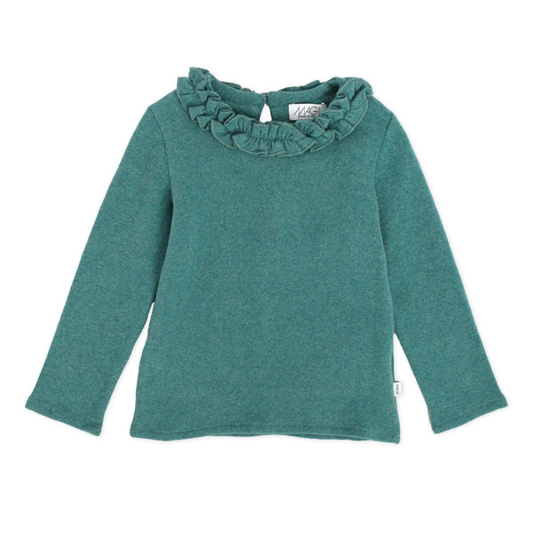 WARM COTTON SWEATER WITH RUFFLED COLLAR