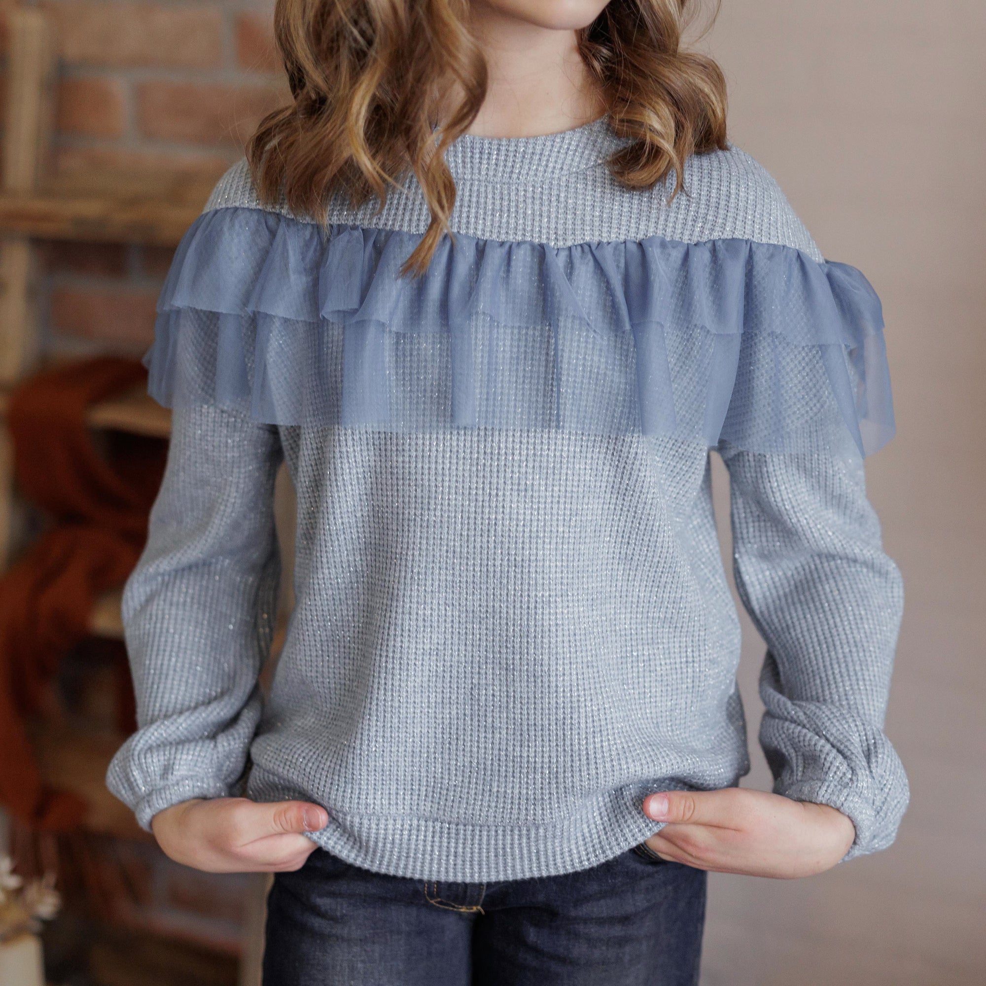 MAGLIA LUREX CON ROUCHES TULLE