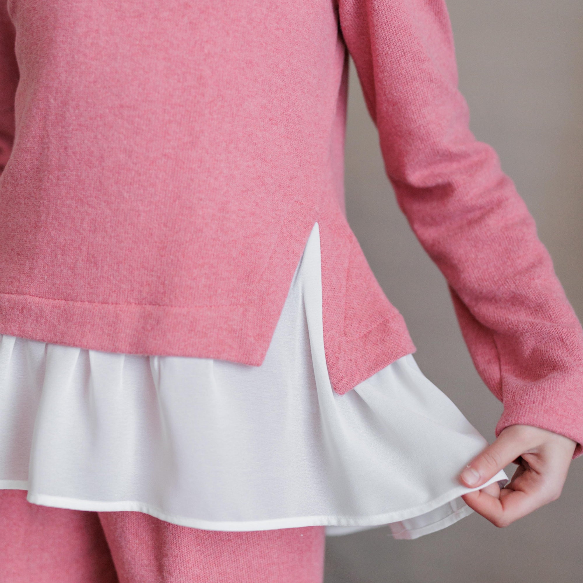 MAGLIA IN CALDO COTONE CON GEORGETTE