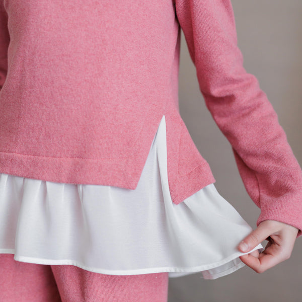 MAGLIA IN CALDO COTONE CON GEORGETTE