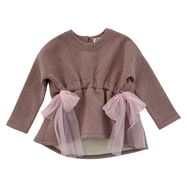 MAGLIA FELPA LUREX CON FIOCCHI IN VITA