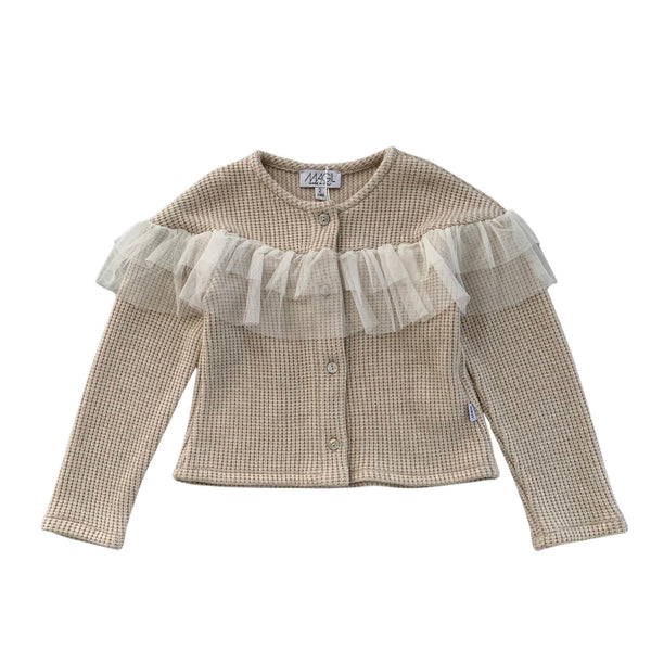 CARDIGAN MAGLINA LUREX CON VOLANT TULLE