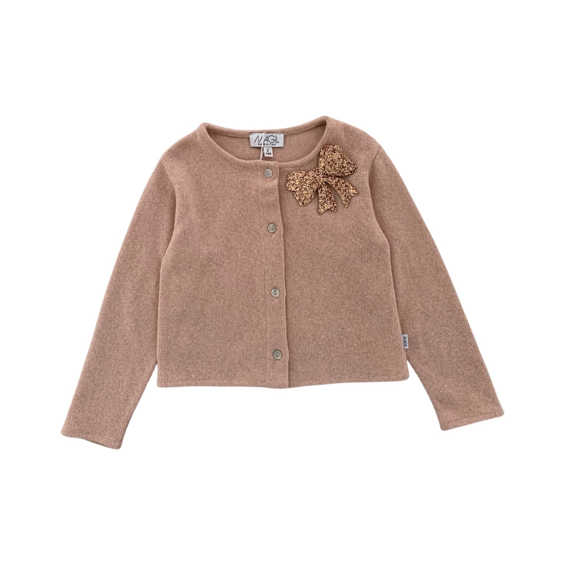 CARDIGAN CON SPILLA FIOCCO GLITTER