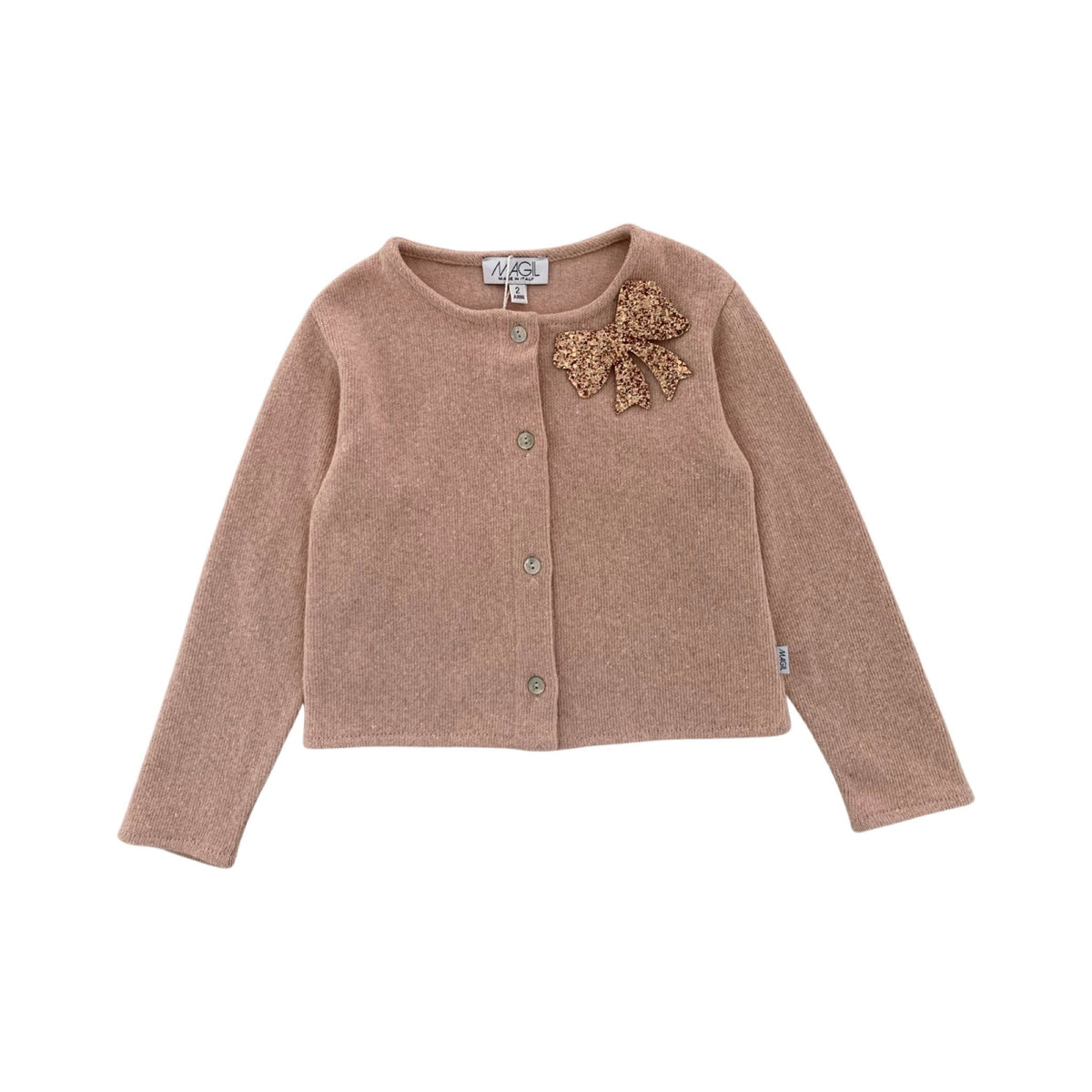 CARDIGAN CON SPILLA FIOCCO GLITTER