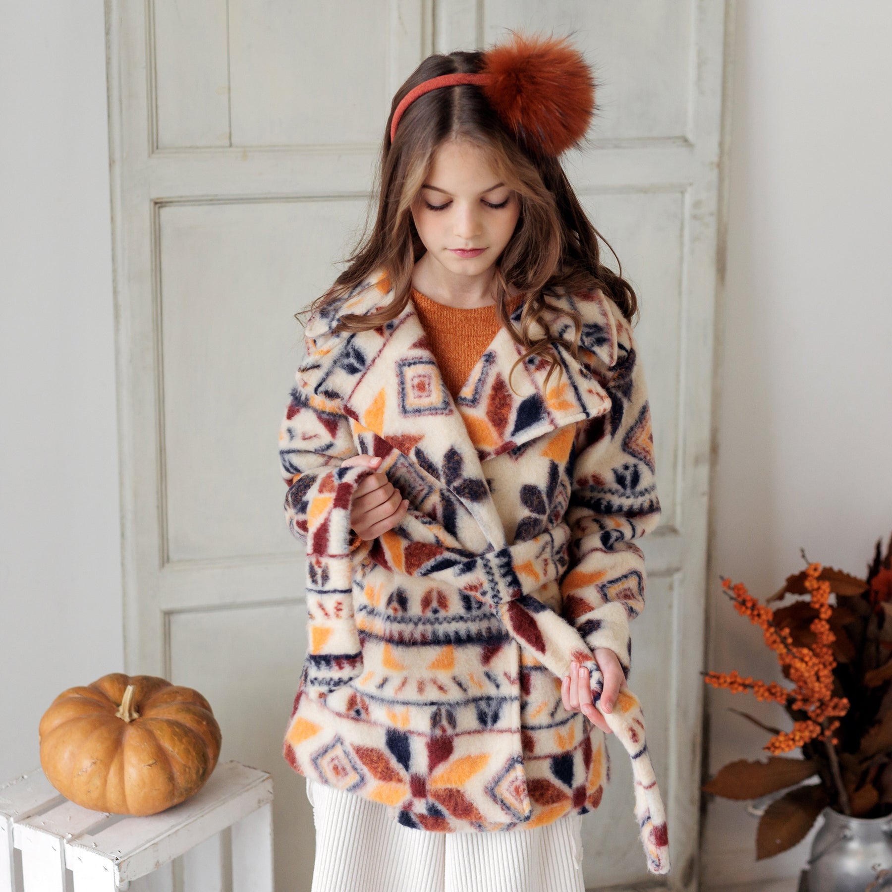 CAPPOTTO JACQUARD CON CINTURA