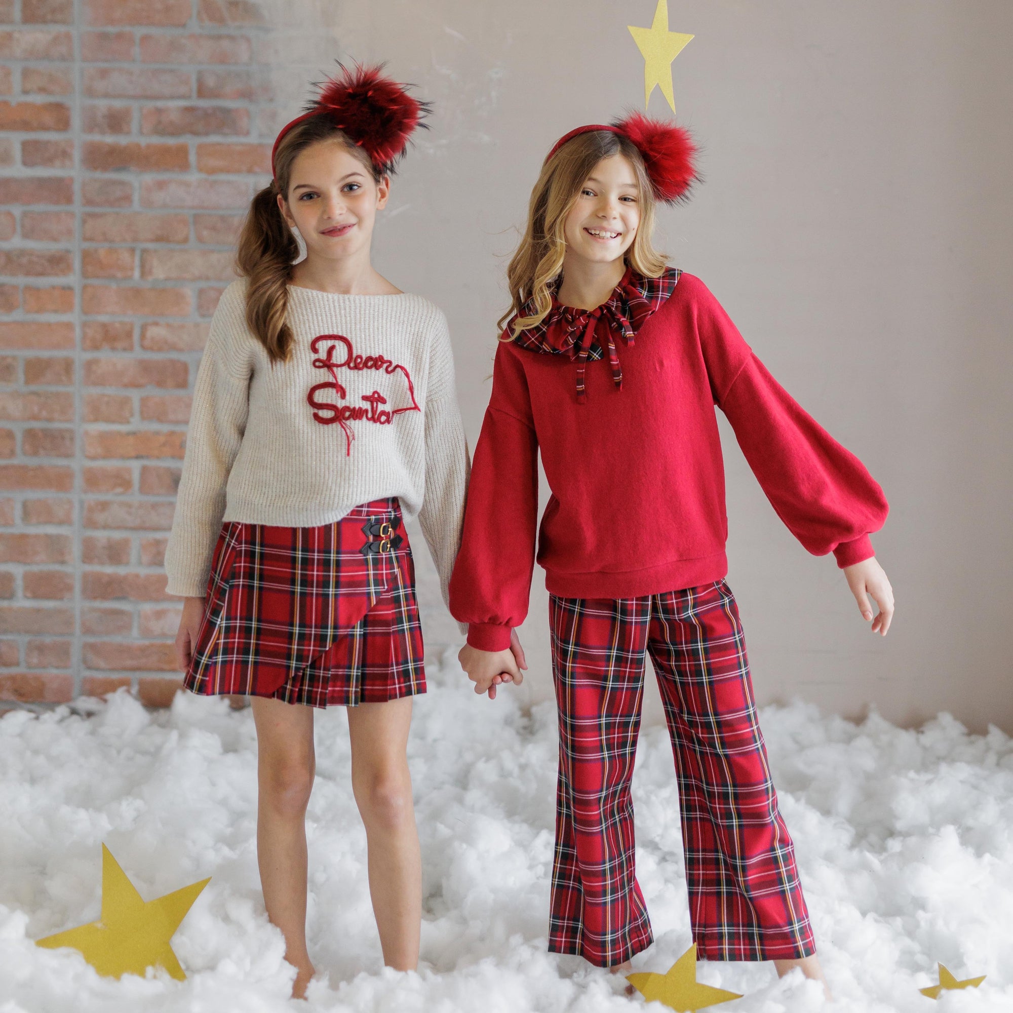 CHECK PATTERN SKIRT WITH BUCKLES