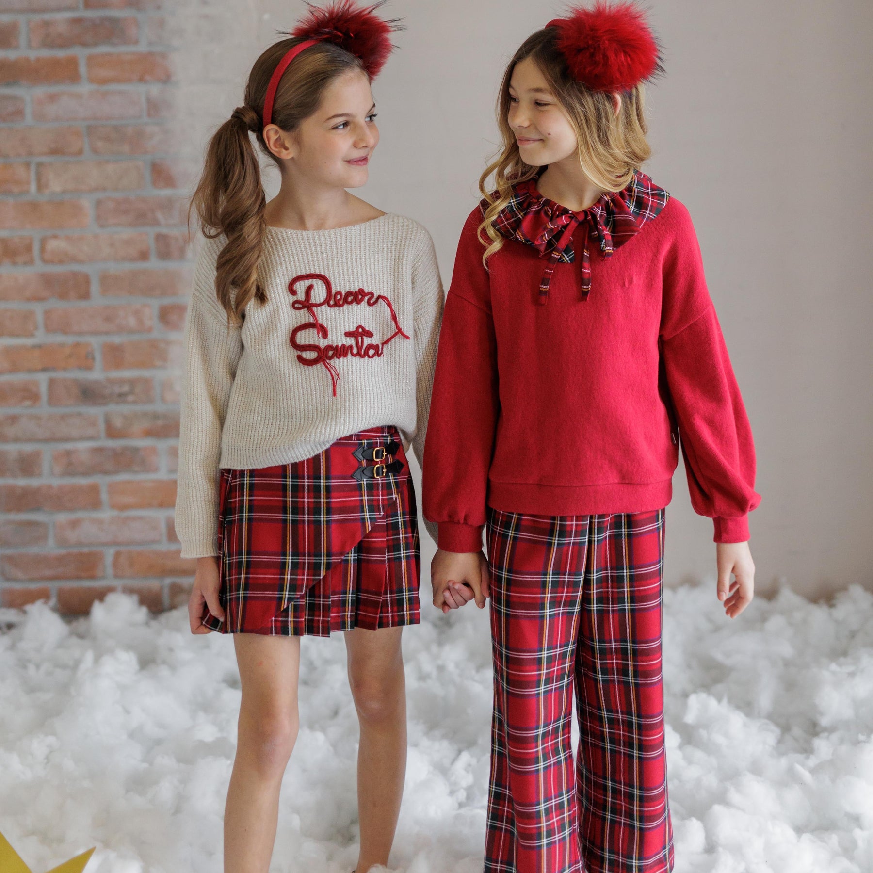 CHECK PATTERN SKIRT WITH BUCKLES