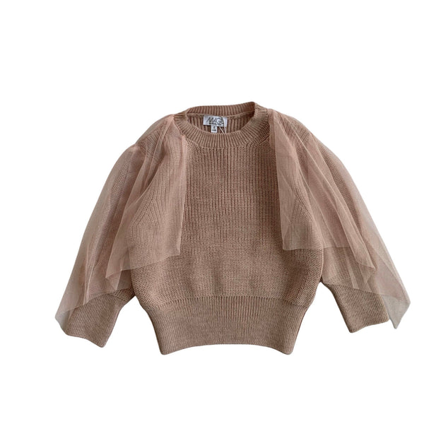 SWEATER WITH TULLE RUFFLE