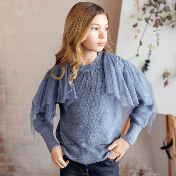 PULLOVER CON VOLANT TULLE