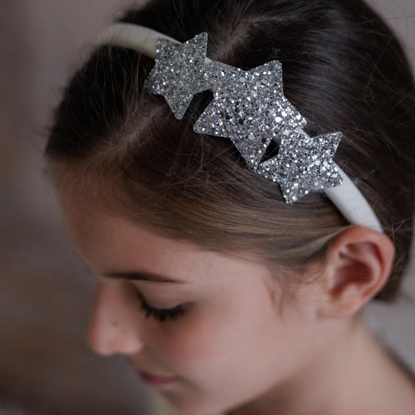 IVORY HEADBAND WITH GLITTER STARS