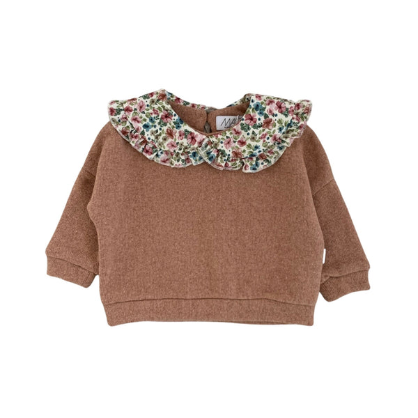 SUÉTER DE ALGODÓN CÁLIDO CON COLLAR DE FLORES