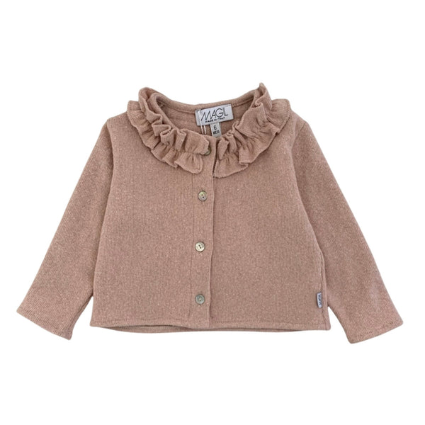 CARDIGAN WITH RUFFLE ON COLLAR