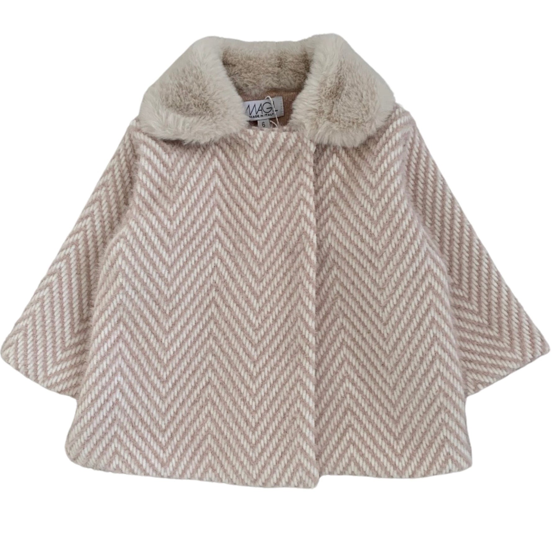 Kabát s houndstooth vzorom a umelou kožušinou