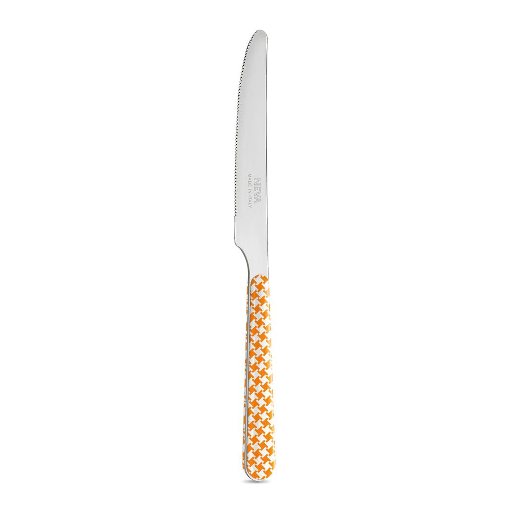 6 Table Knives - Orange Houndstooth BD14016O
