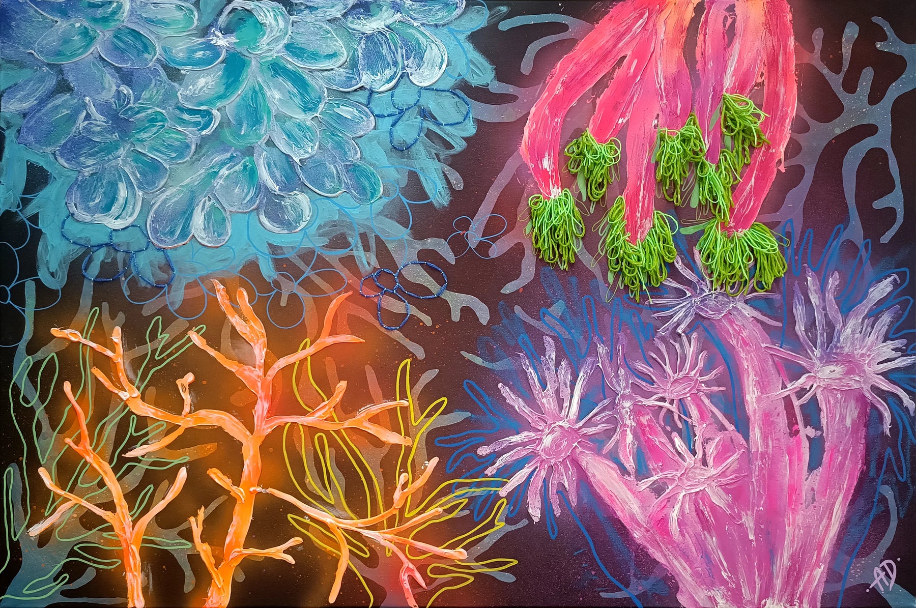 Electric corals IV original painting
