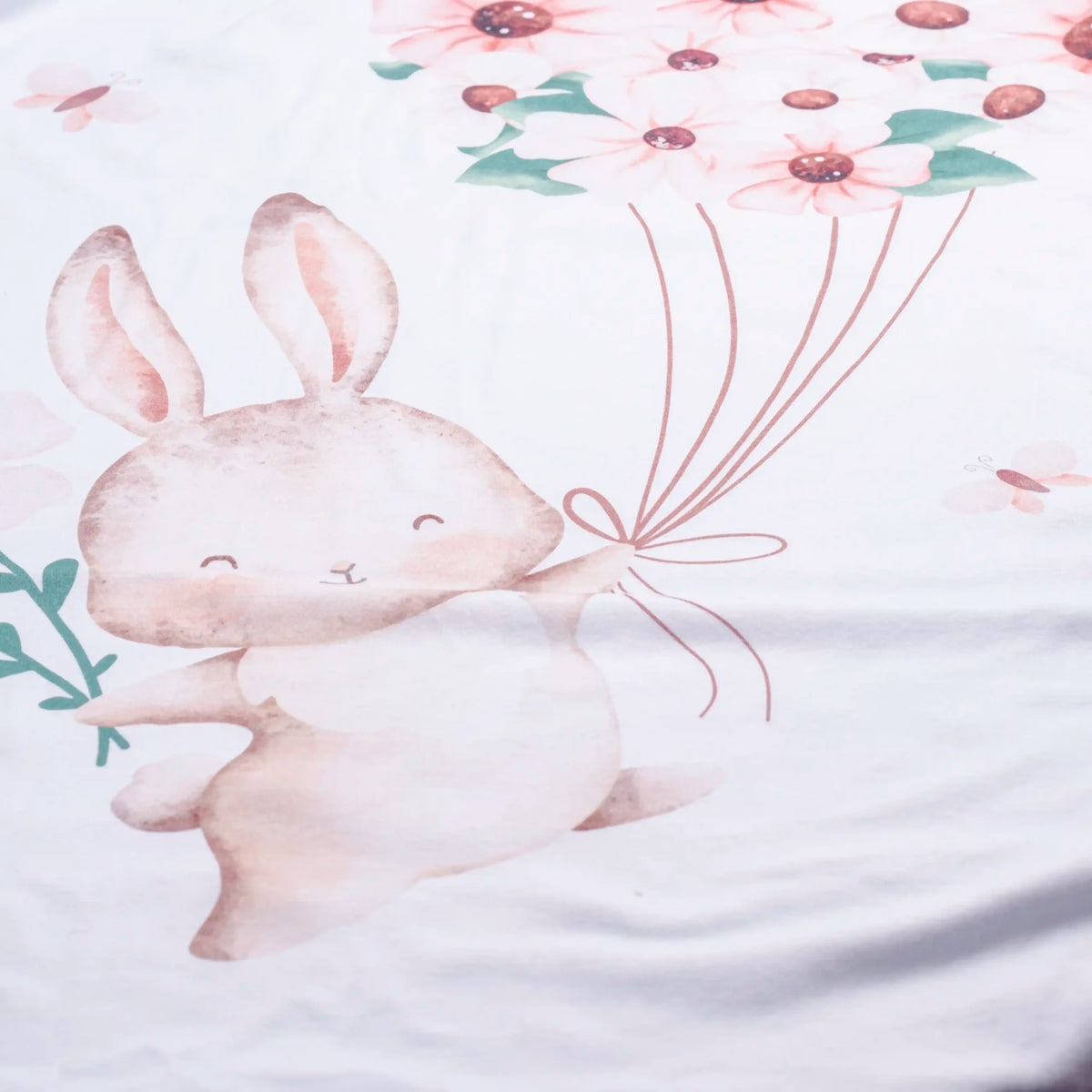 Personalized Premium Cotton Double Layer Blanket - Bunny with Flowers
