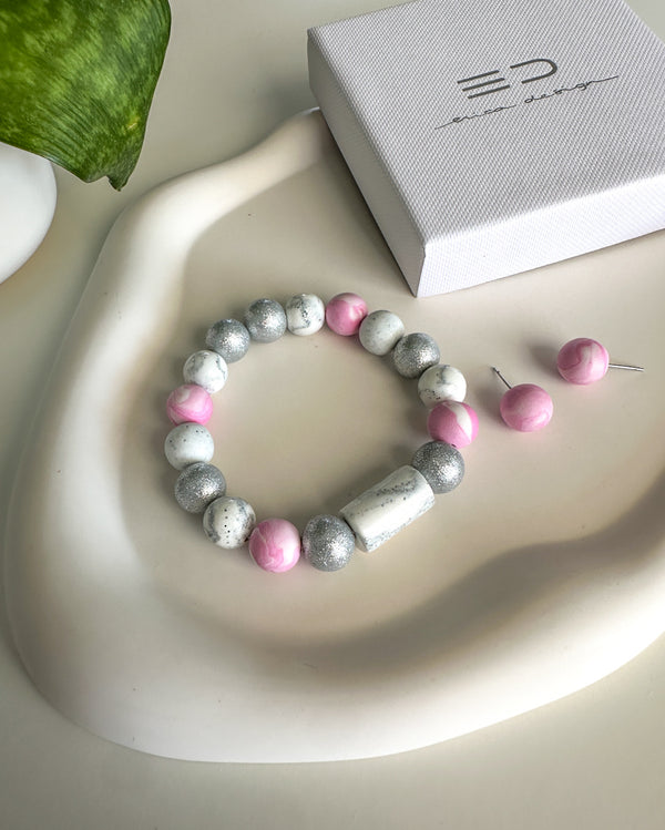 Bracelet, earrings | BULB LIMITED | pink, silver
